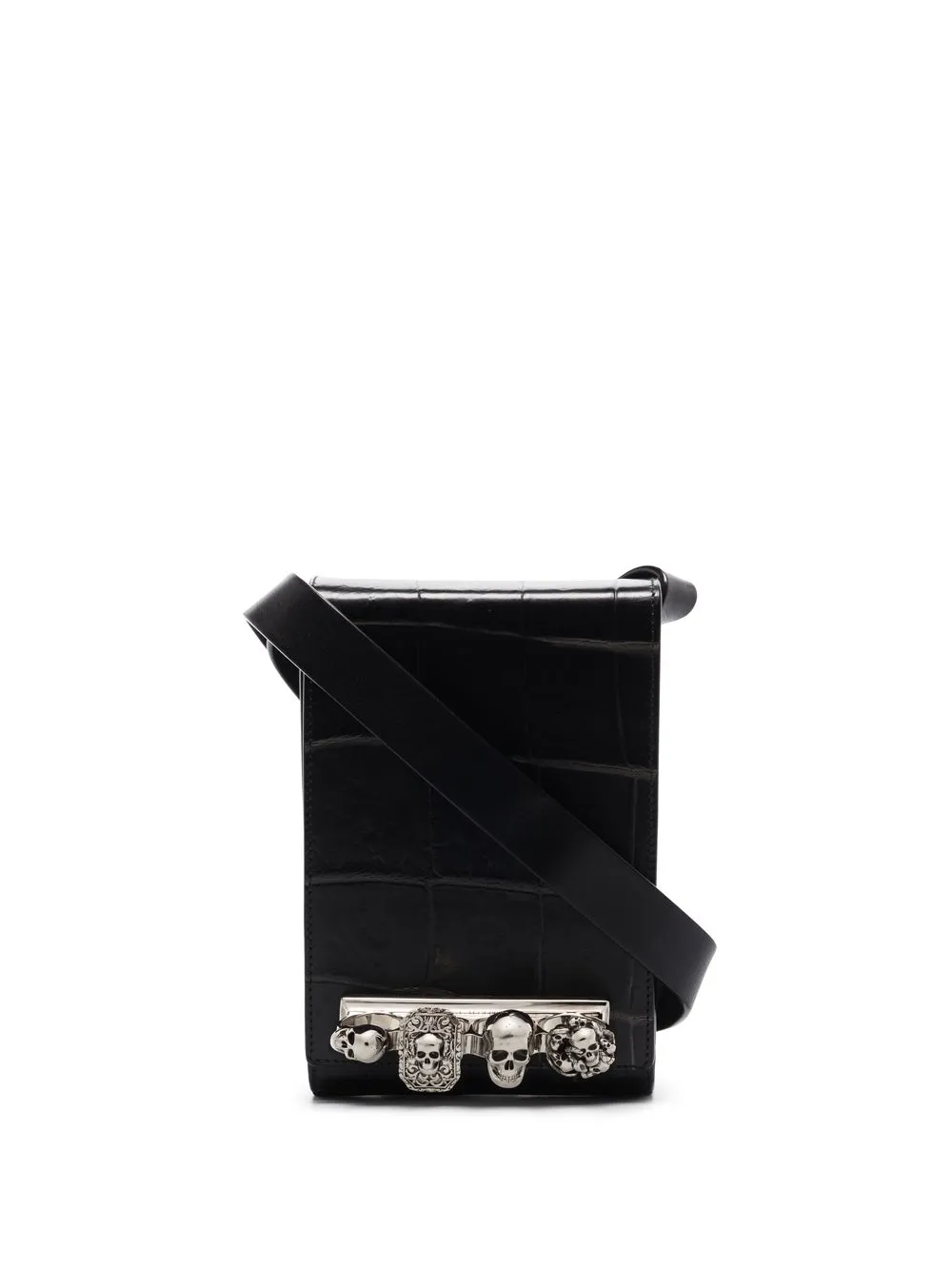

Alexander McQueen bolsa crossbody Four Ring pequeña - Negro