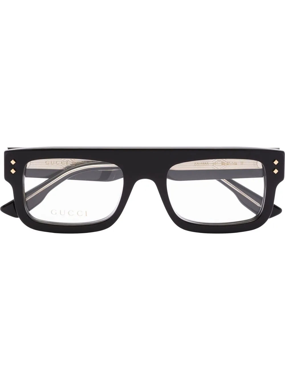 

Gucci Eyewear lentes con armazón cuadrada y logo estampado - Negro