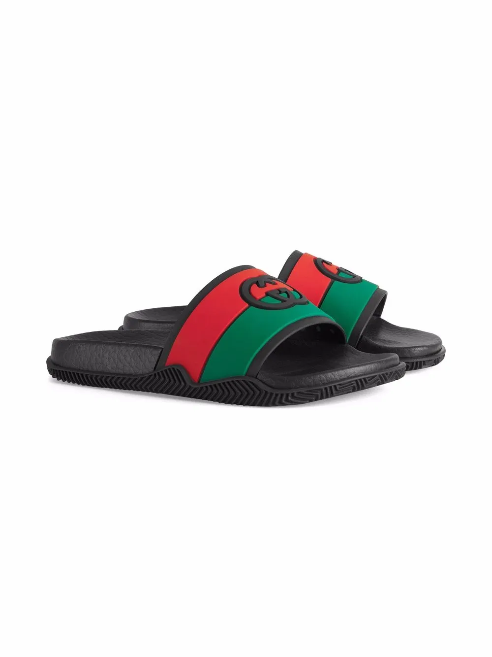 

Gucci Kids sandalias con logo en relieve - Negro