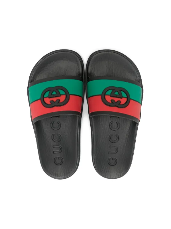 Gucci Kids Web detailing Slides Black FARFETCH CA