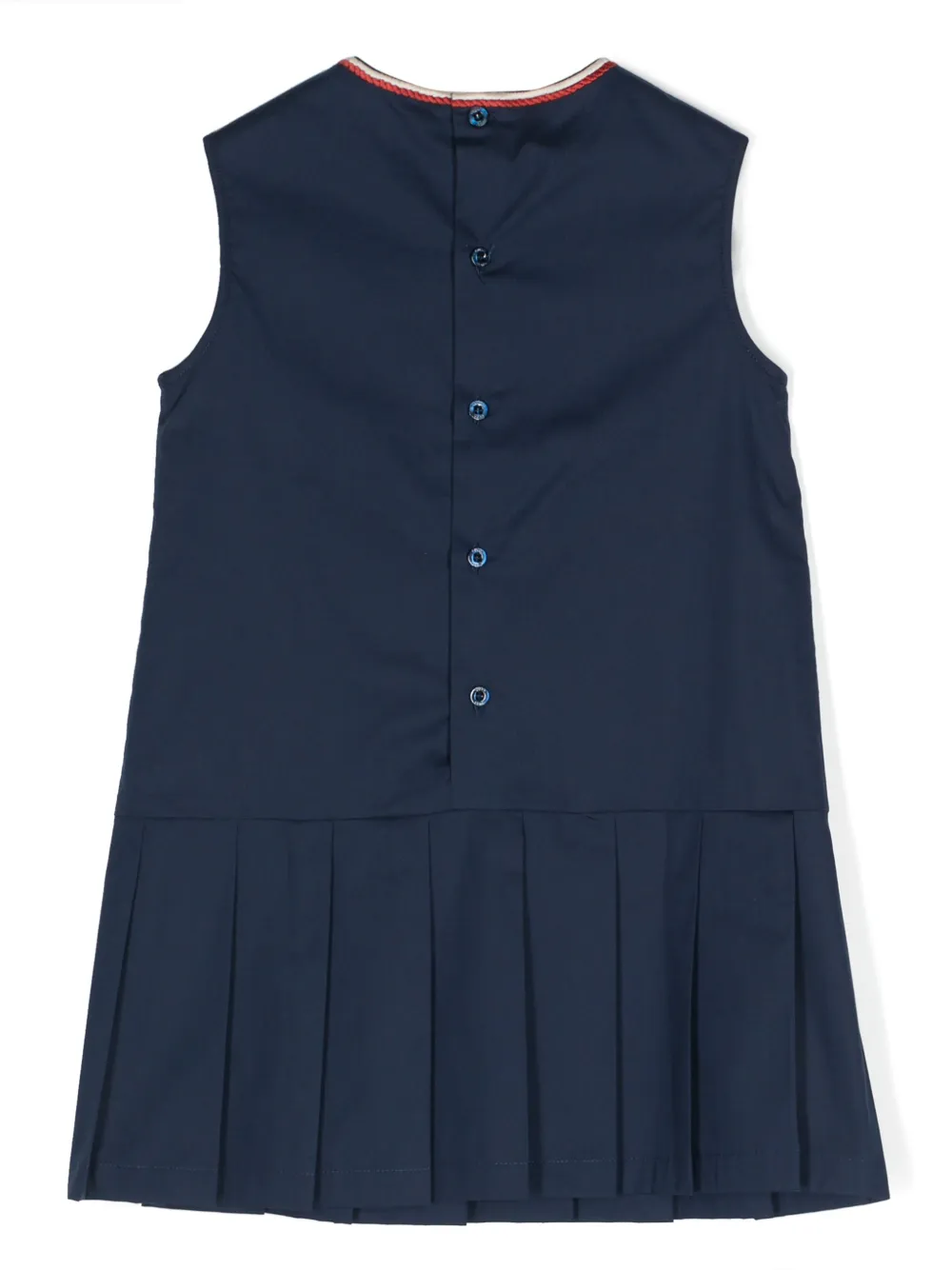 Gucci Kids Interlocking G-embroidered pleated dress - Blue