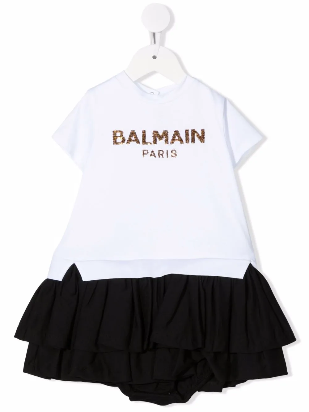 

Balmain Kids vestido estilo playera con logo estampado - Blanco