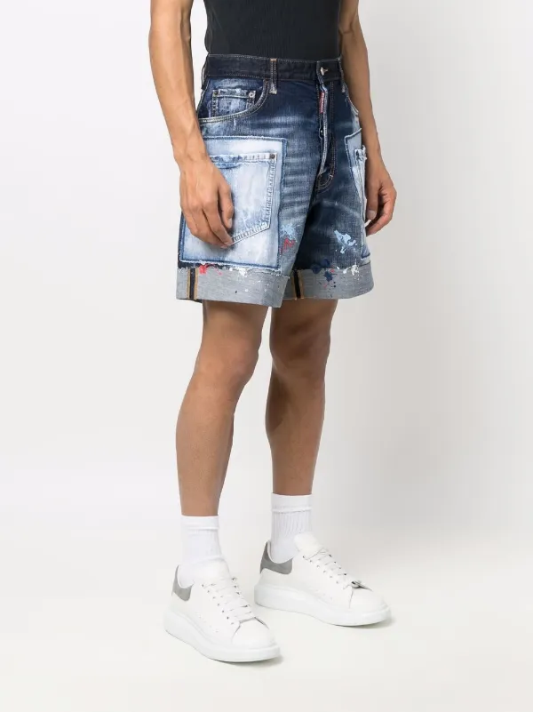 Dsquared2 Shorts Vaqueros Anchos En Patchwork - Farfetch
