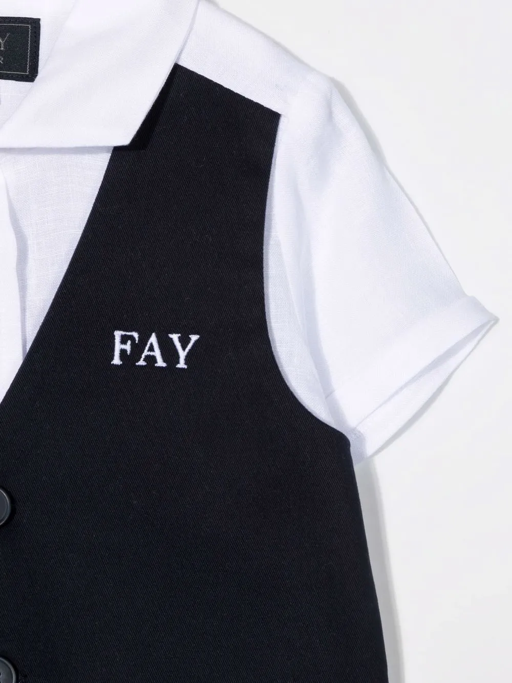  Fay Kids Embroidered-logo Short-sleeved Shirt - White 
