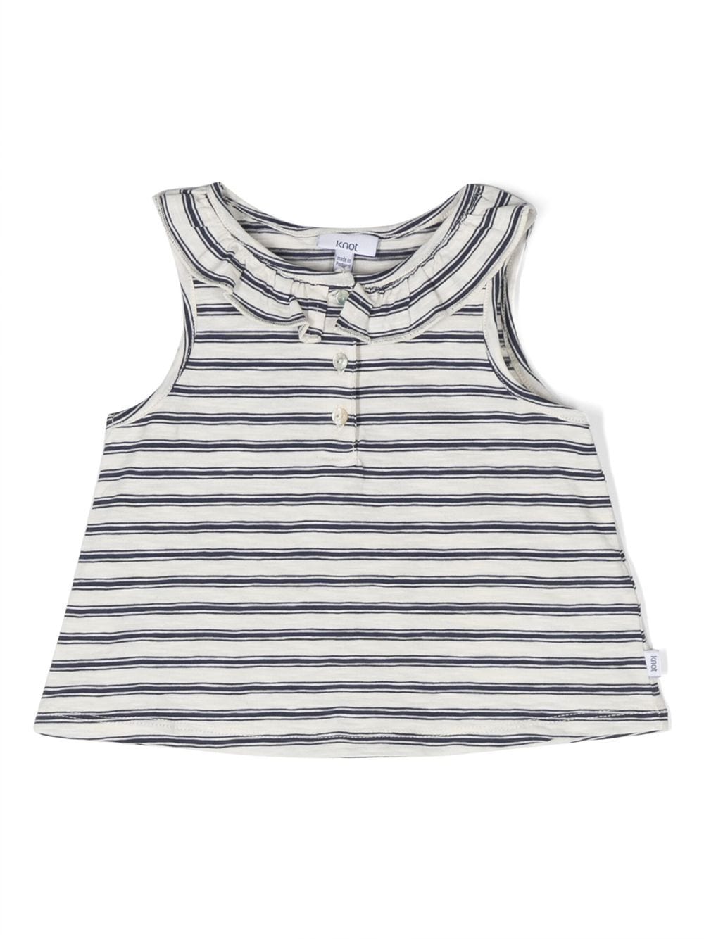 Knot Babies' Stripped Sleeveless Cotton Blouse In White