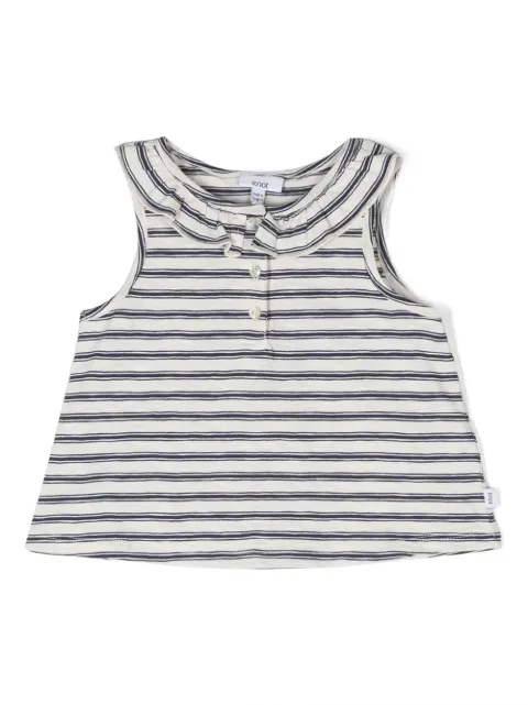 Knot striped sleeveless cotton blouse