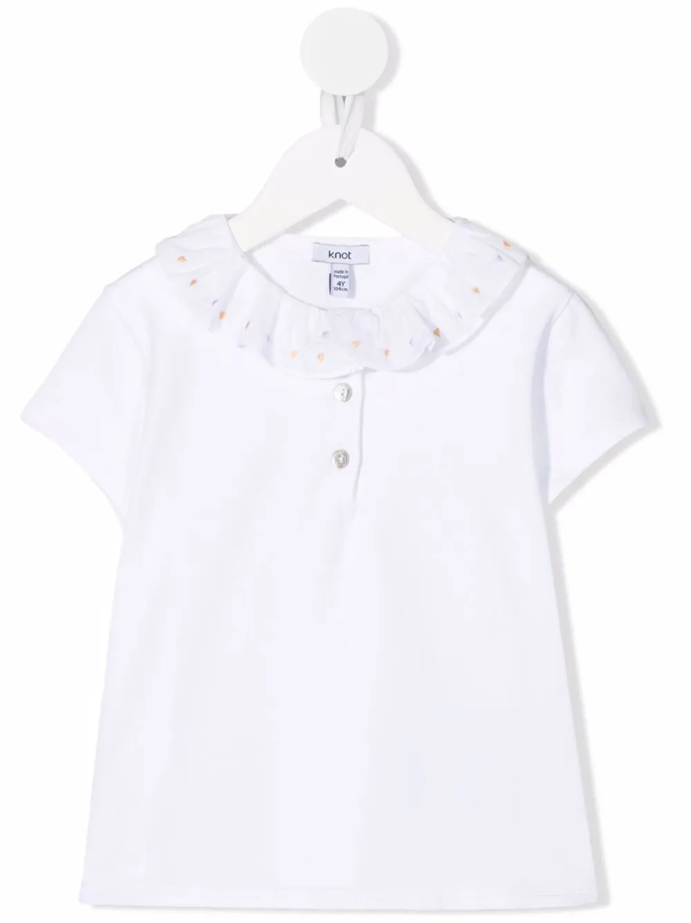 

Knot playera tipo polo con volantes en el cuello - Blanco