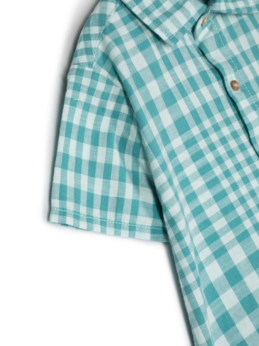 Knot Theo Check-print Short-sleeve Shirt In Blau