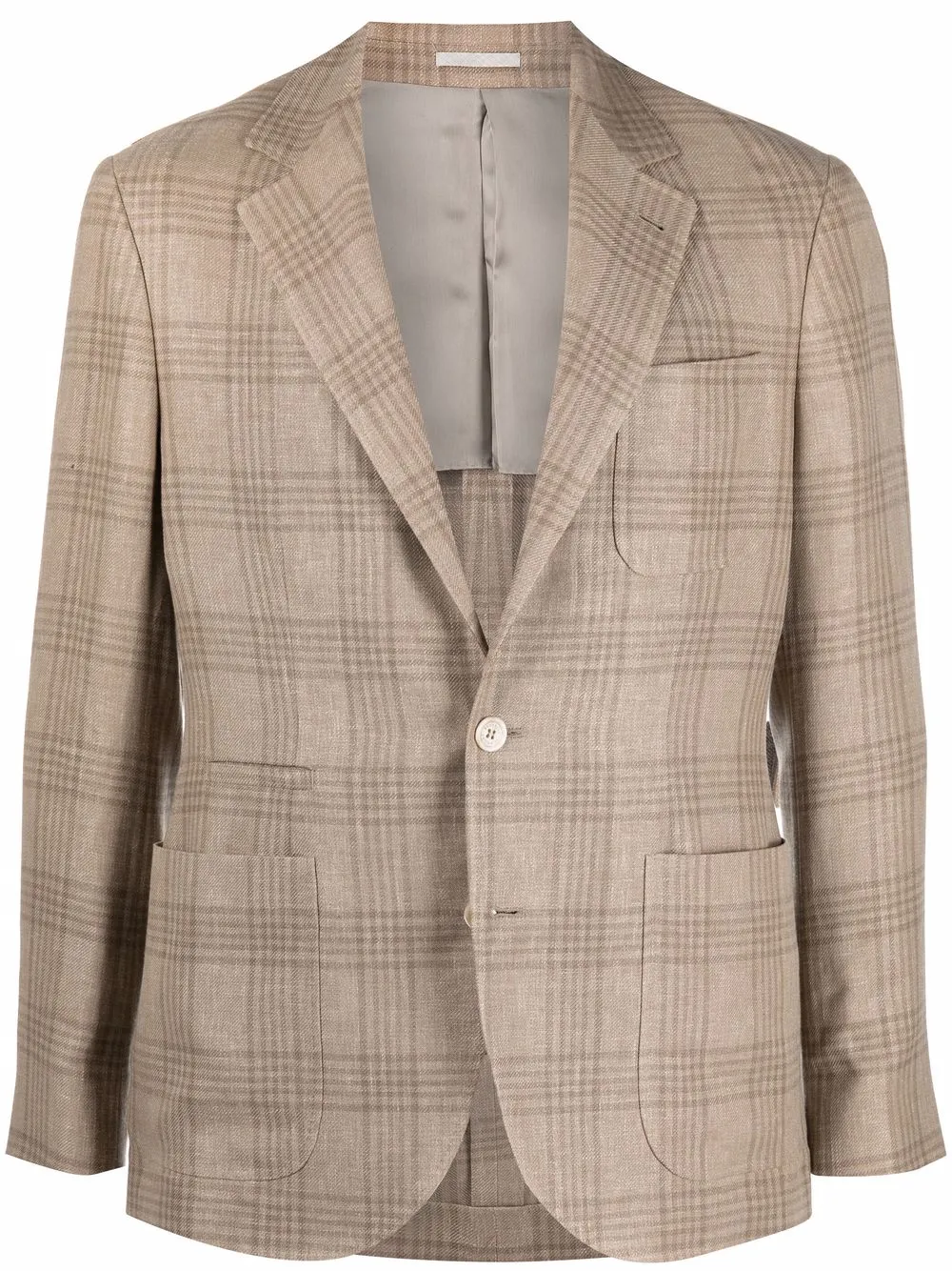 

Brunello Cucinelli check-print single-breasted blazer - Neutrals