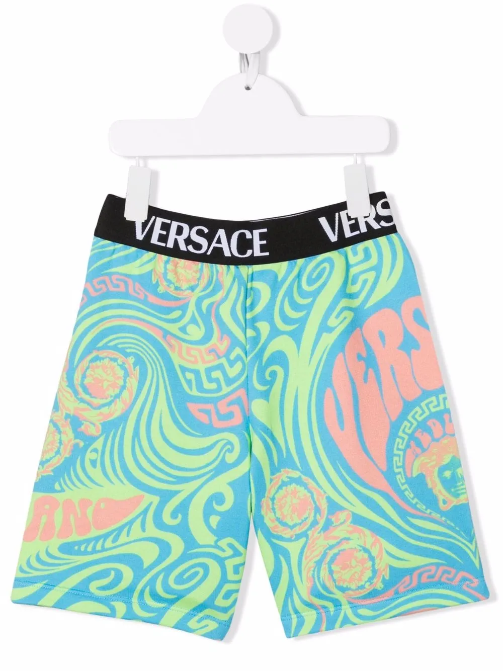 

Versace Kids logo-waistband shorts - Blue