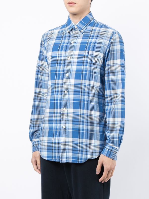 blue plaid polo