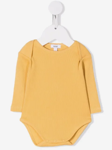 Knot round neck long-sleeved romper