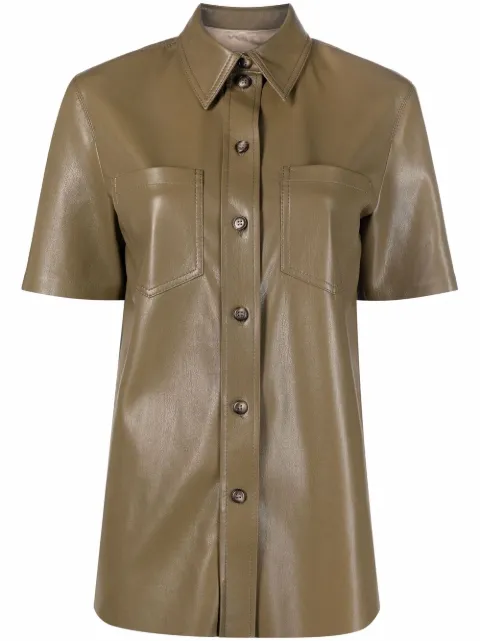 Nanushka short-sleeved faux-leather shirt