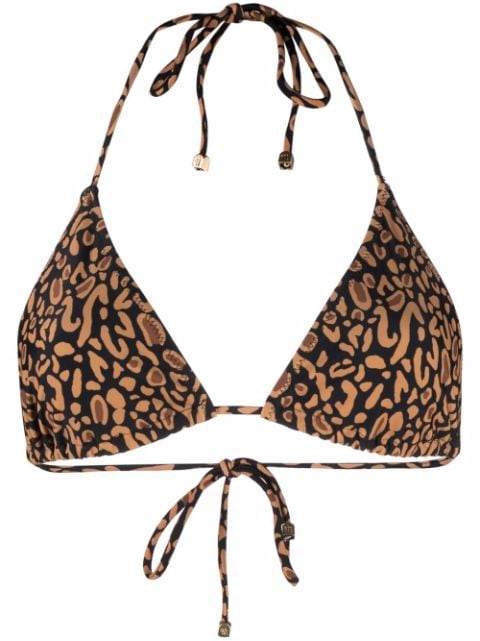 animal-print triangle-cup bikini top 