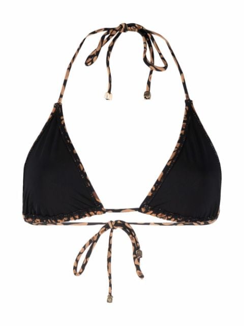 animal-print triangle-cup bikini top 