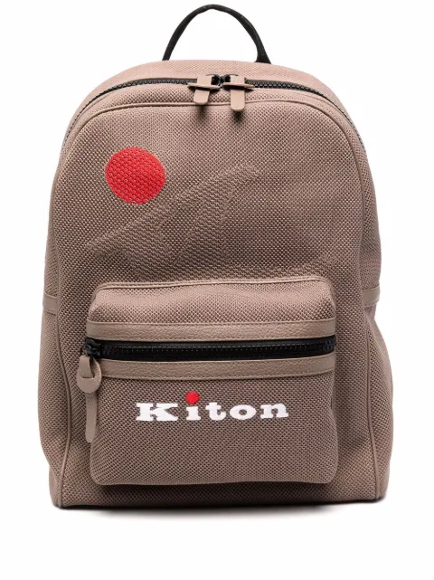 kiton logo印花拉链双肩包