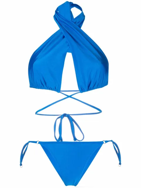 Noire Swimwear shiny-finish triangle-cup bikini set
