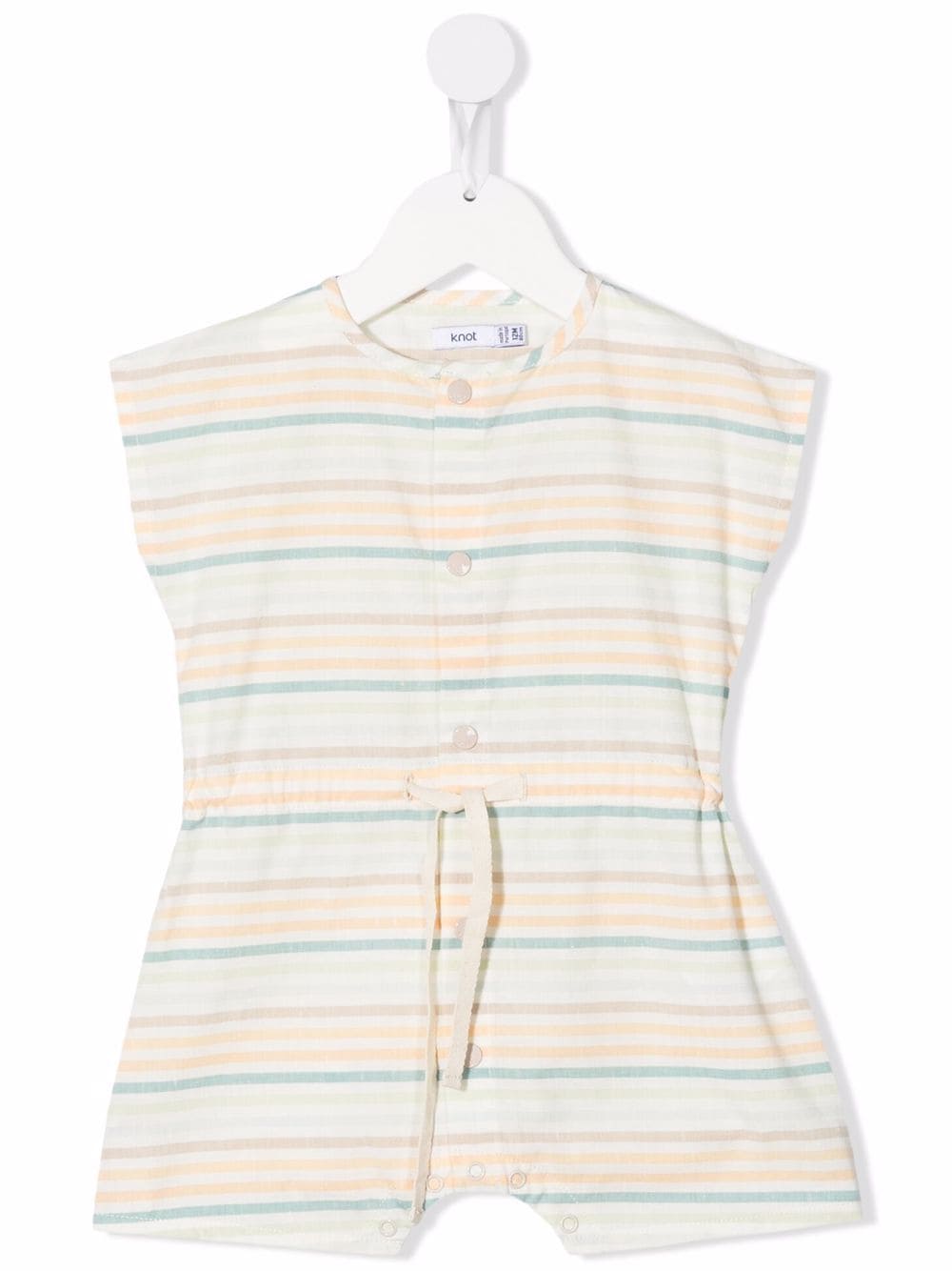 Knot Babies' Striped Drawstring Jumpsuit In White