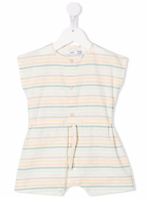 Knot striped drawstring jumpsuit 