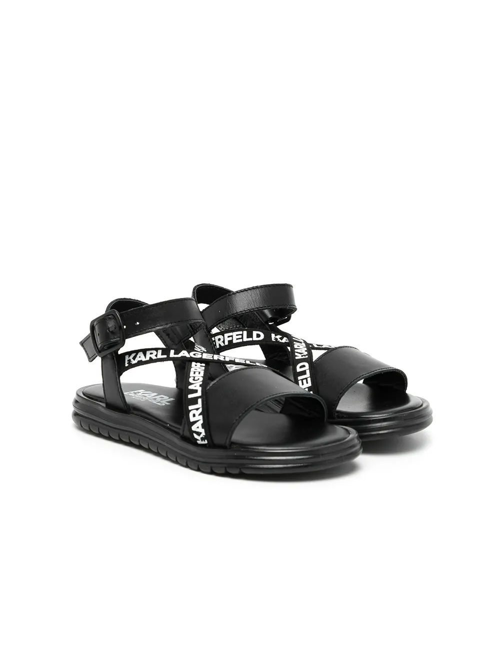 

Karl Lagerfeld Kids logo-strap leather sandals - Black