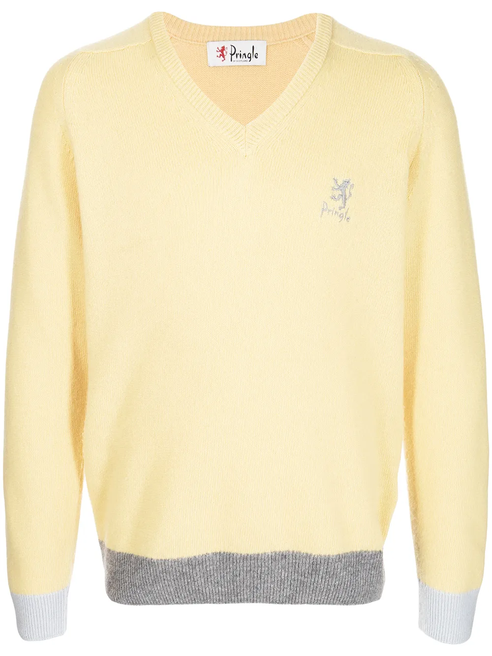 фото Pringle of scotland logo-embroidered contrast-trim knitted jumper