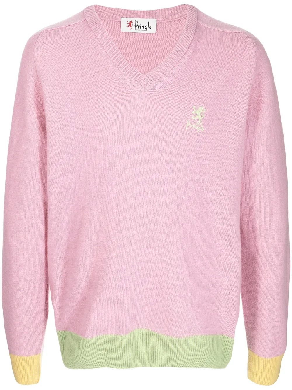 фото Pringle of scotland logo-embroidered contrast-trim knitted jumper