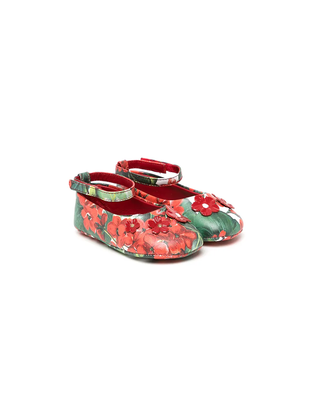 

Dolce & Gabbana Kids floral touch-strap ballerinas - Red