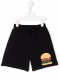 Moschino Kids hamburger logo track shorts - Black