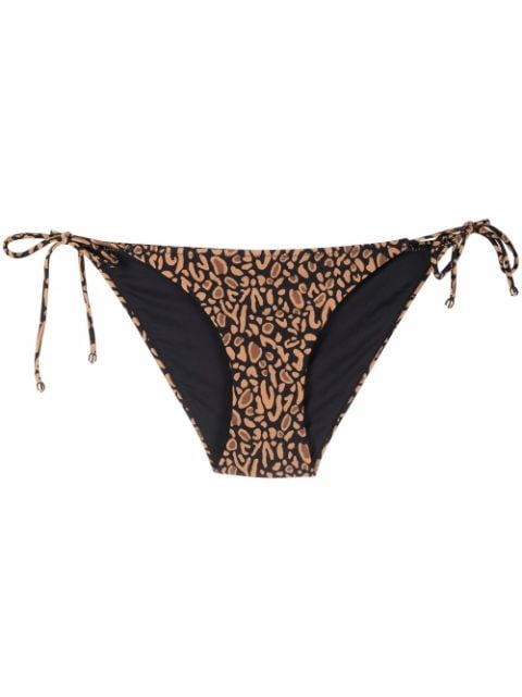 animal-print tie-fastening bikini bottoms