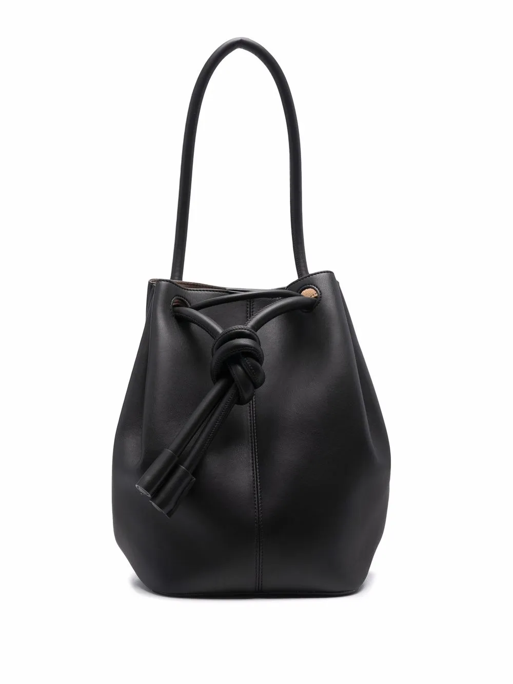 Elongated knot-detail bucket bag