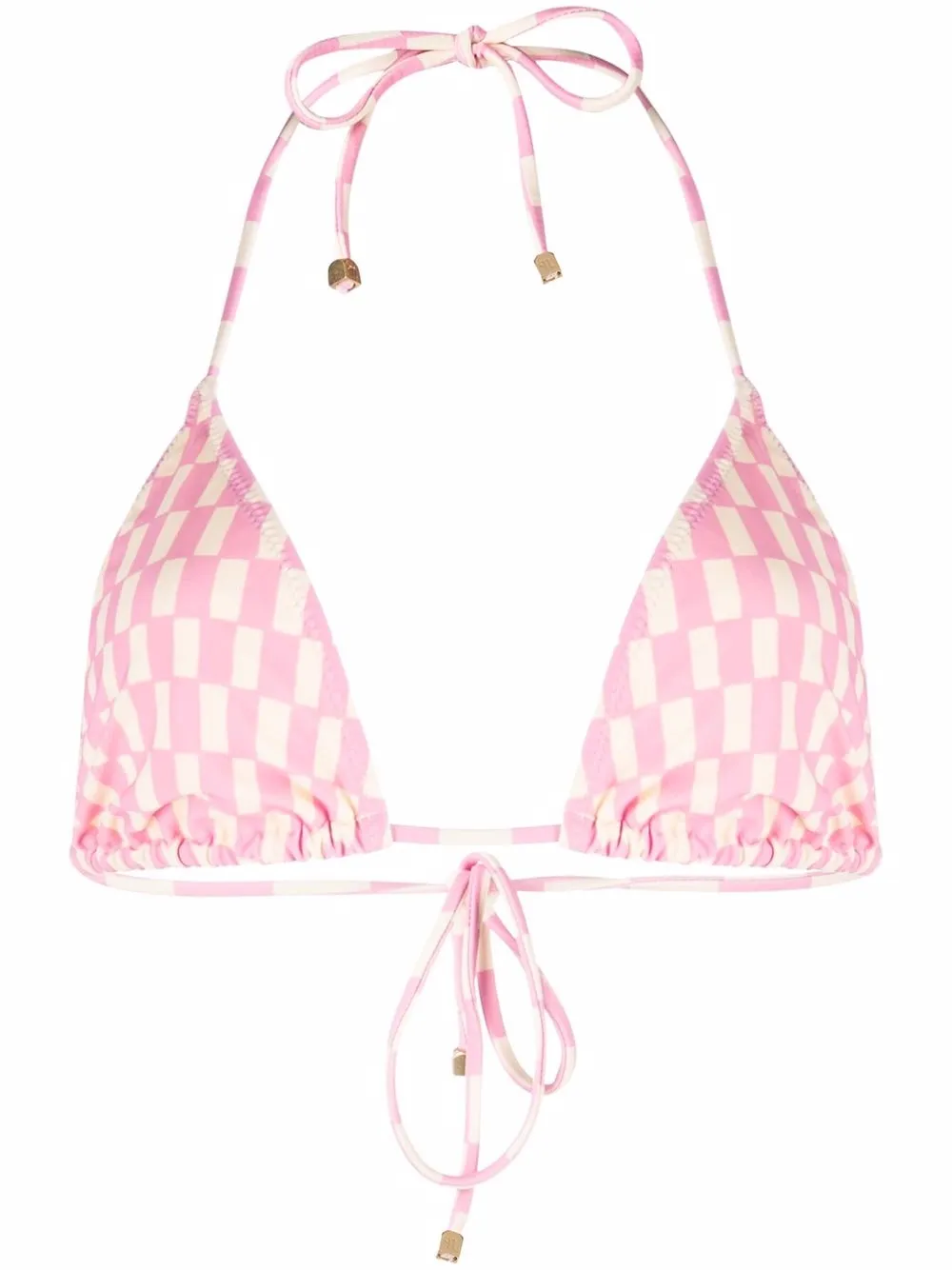 

Nanushka check halterneck bikini top - Pink