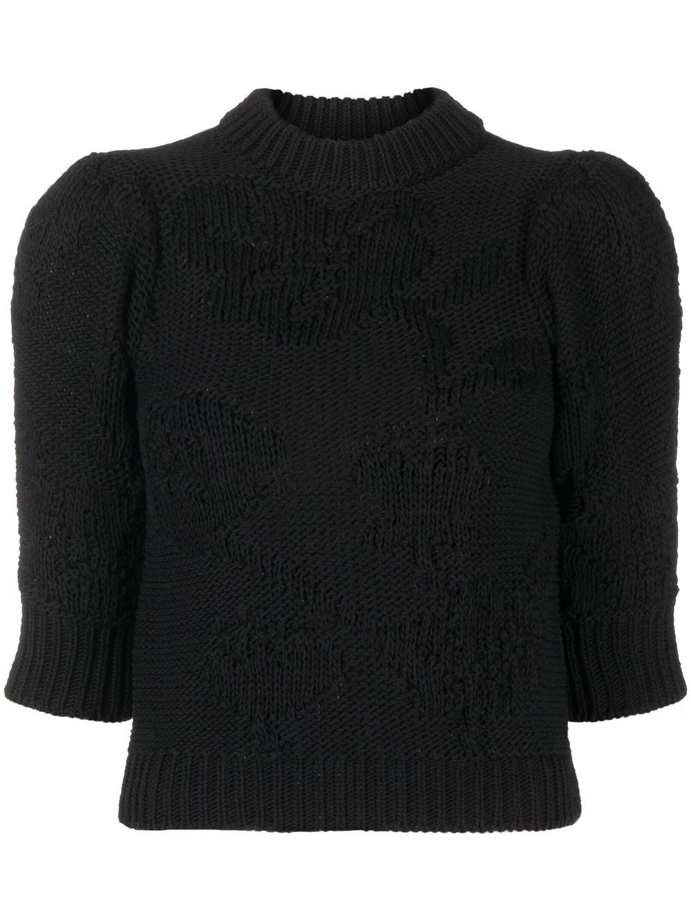 Cecilie Bahnsen Hodaya puff-sleeve knitted top - Black