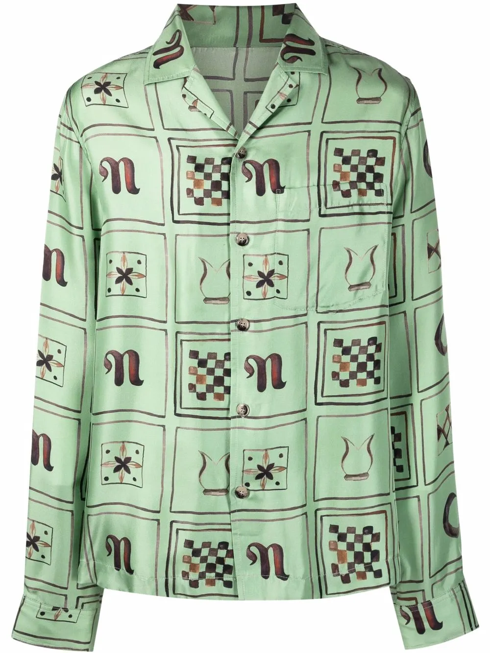 

Nanushka logo-print silk shirt - Green