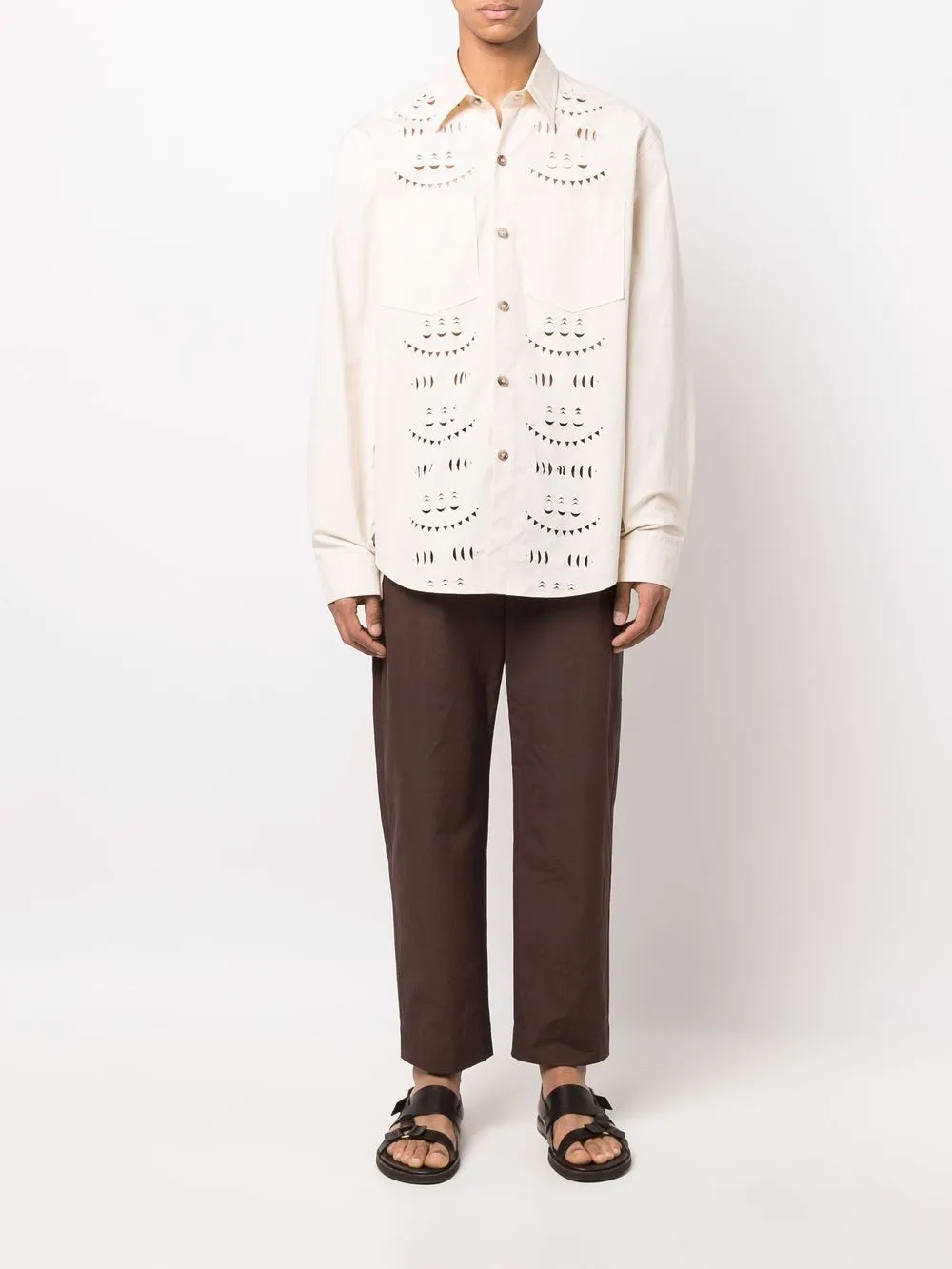 Image 2 of Nanushka cut-out detail cotton shirt