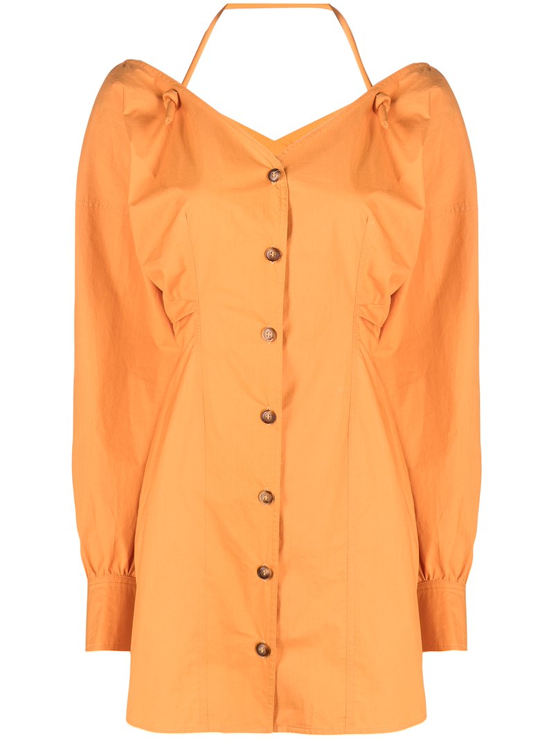 Nanushka long-sleeve button-fastening dress orange | MODES