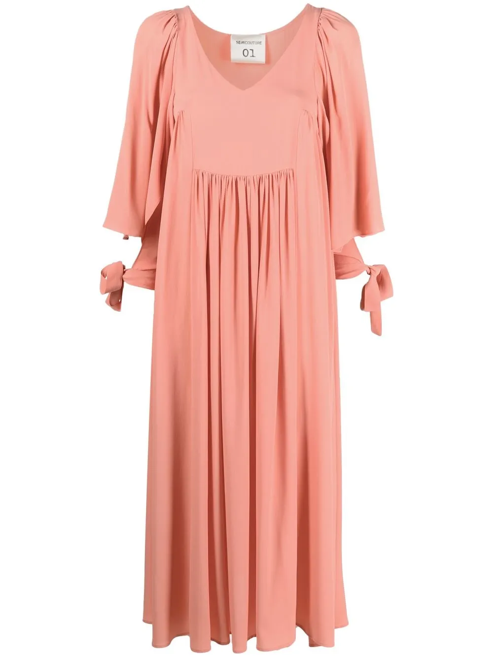 

Semicouture long-sleeved pleated midi dress - Pink