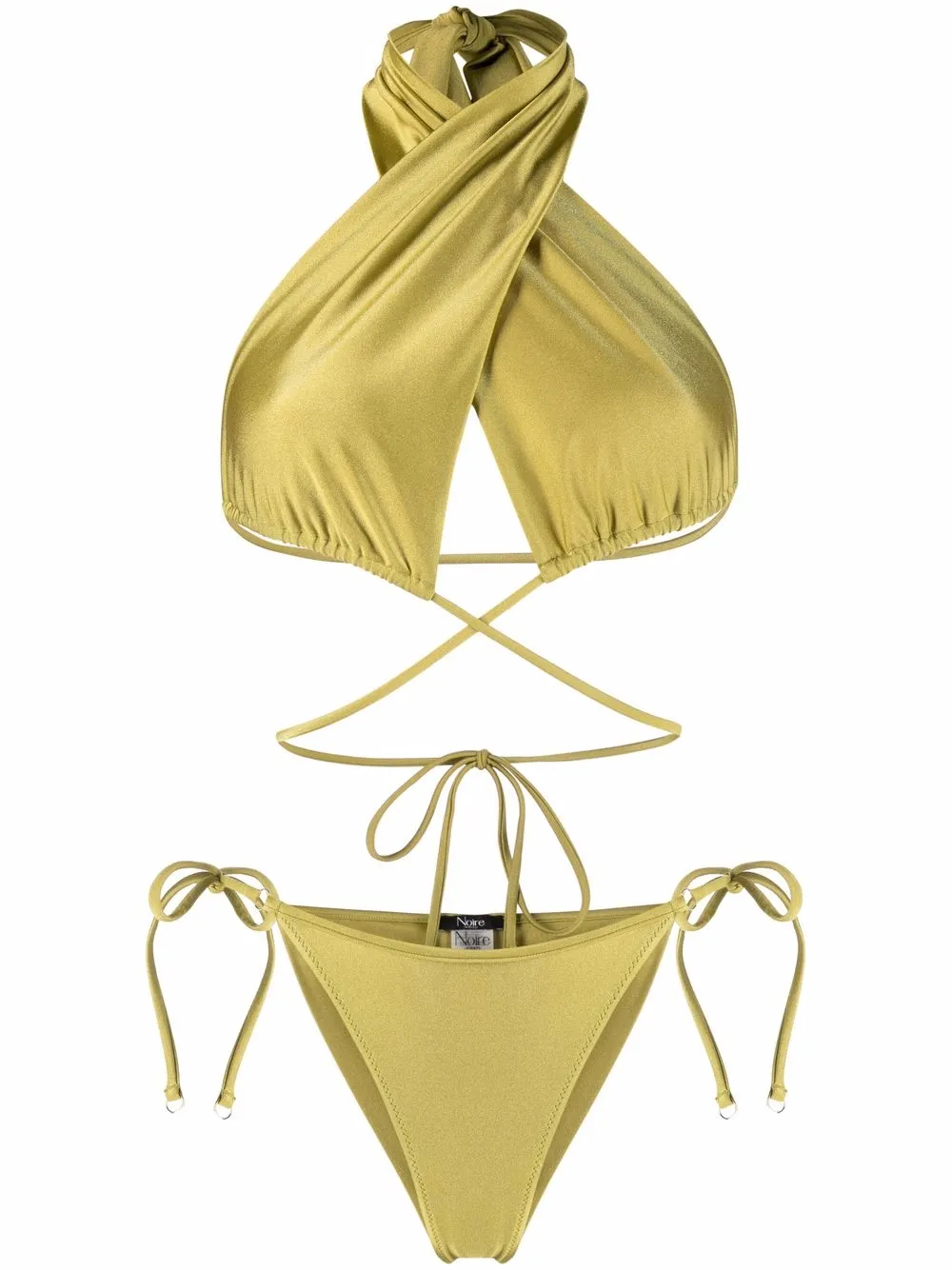 

Noire Swimwear bikini estilo triángulo con acabado satinado - Verde