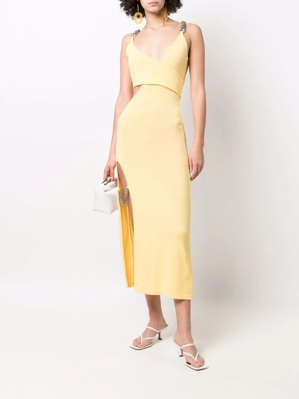 CONCEPTO Jurk met kettingafwerking - Geel