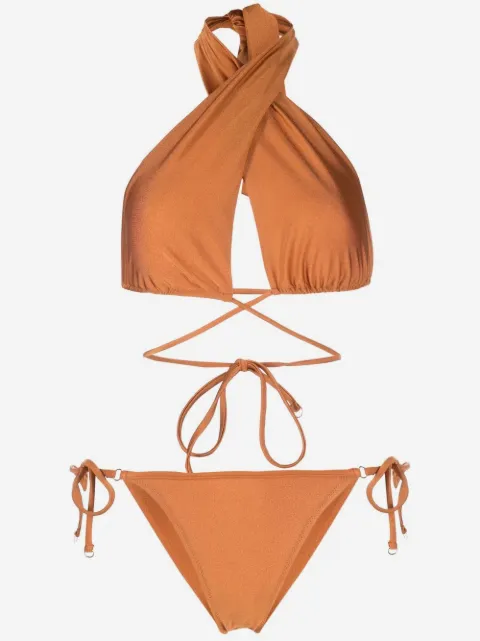 Noire Swimwear high-shine triangle-cup bikini set 