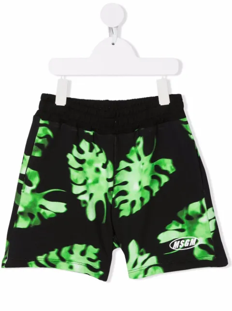 MSGM Kids shorts con hojas estampadas