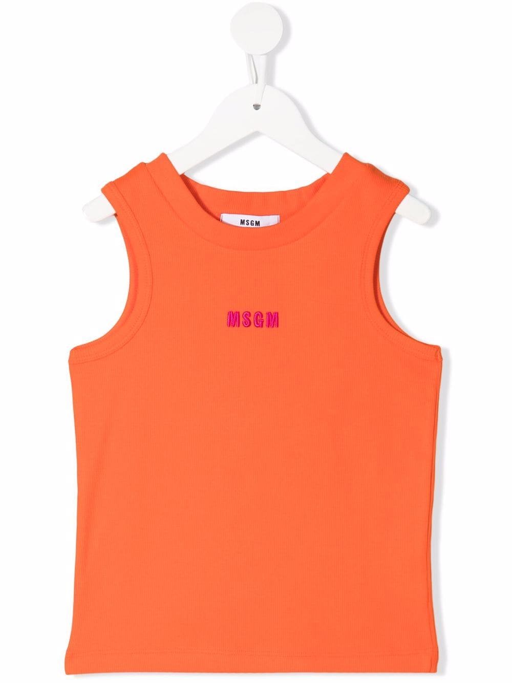 msgm kids débardeur en coton à logo imprimé - orange