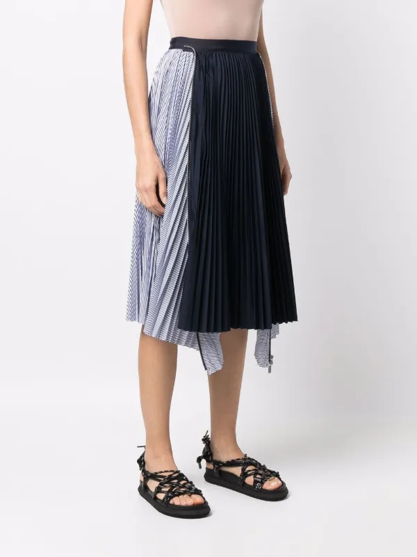 Sacai ハイウエスト プリーツスカート | ブルー | FARFETCH JP