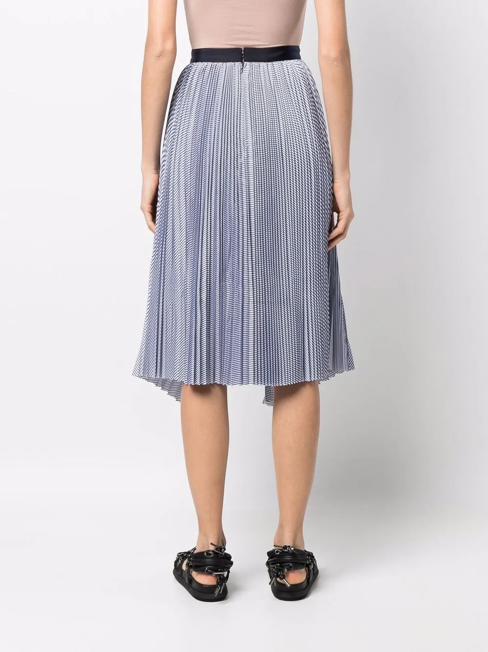 Sacai High-waisted Panelled Pleat Skirt In Blue