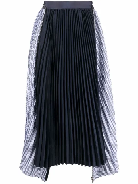 sacai high-waisted panelled pleat skirt