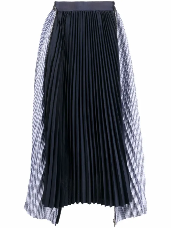 Sacai ハイウエスト プリーツスカート | ブルー | FARFETCH JP