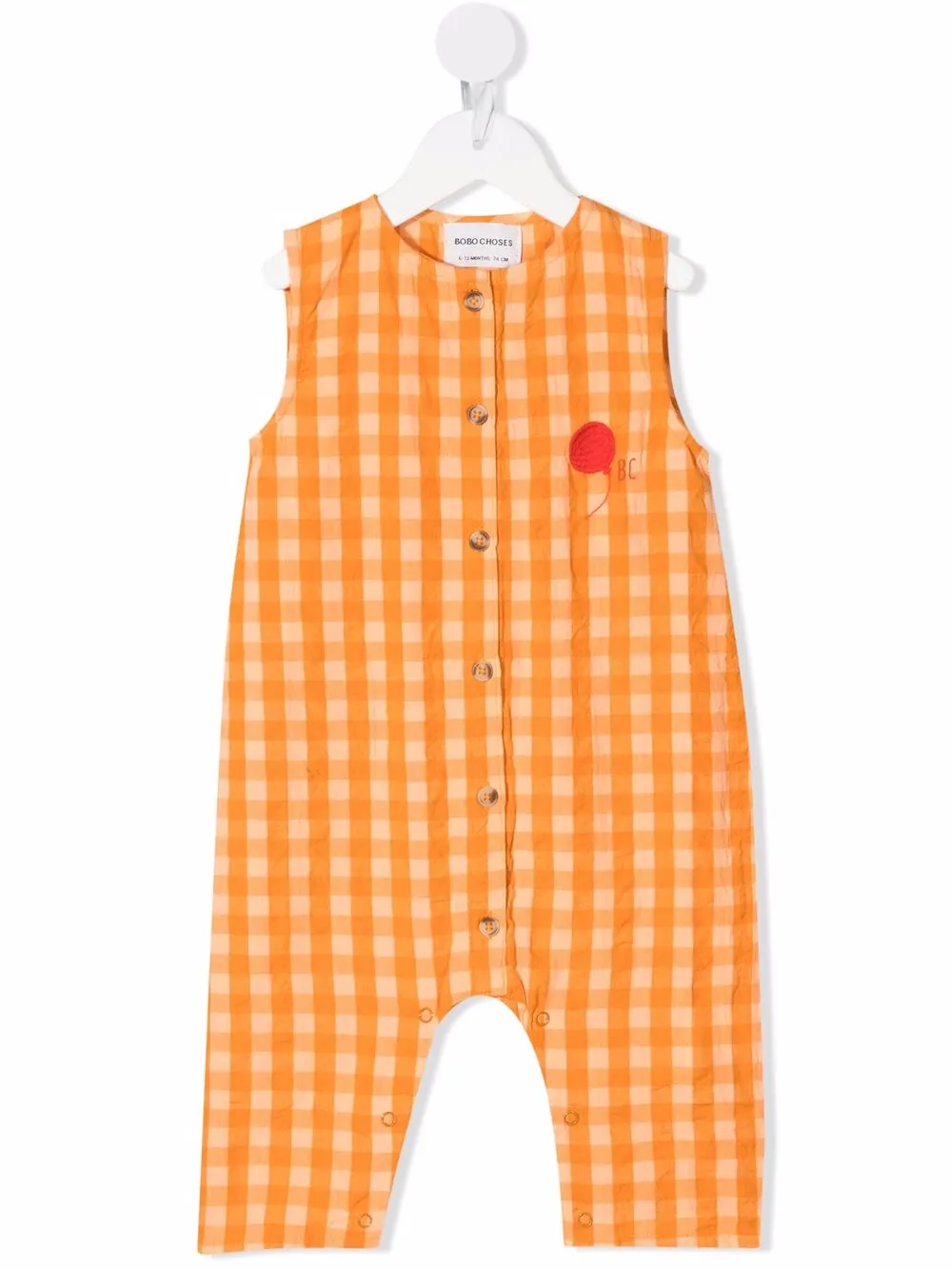 

Bobo Choses Vichy organic cotton romper - Orange