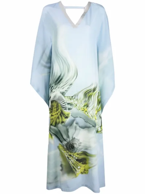 Agnona graphic-print silk kaftan