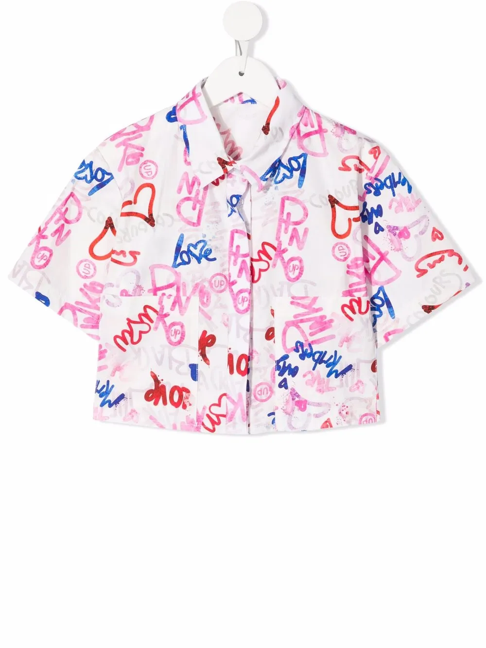 

Pinko Kids camisa con estampado de grafiti - Blanco