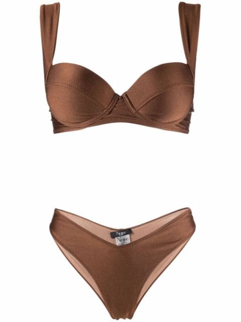 Noire Swimwear satin-finish balconette-style bikini set 