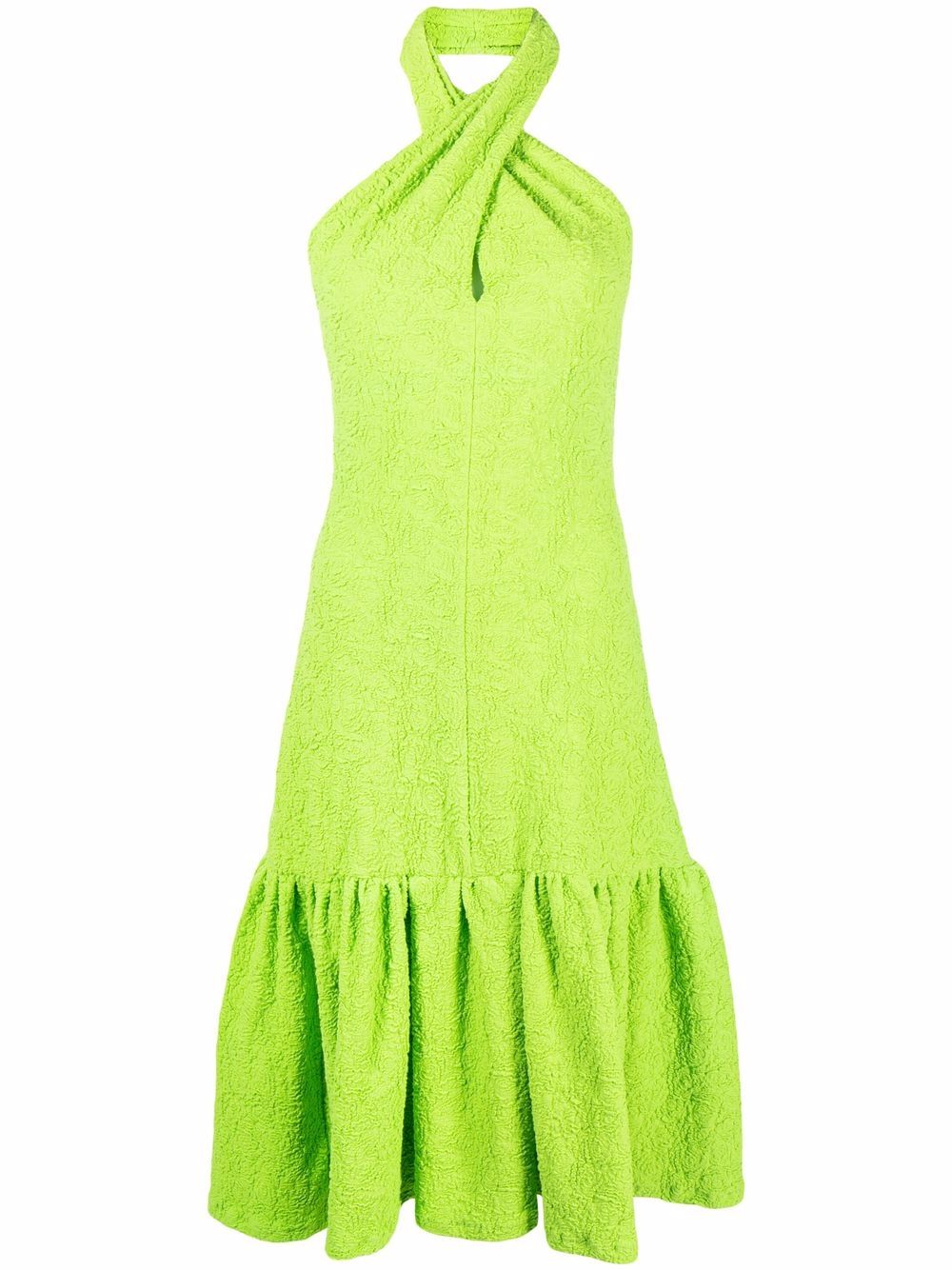 

MSGM vestido midi con cuello halter - Verde